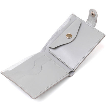 Small Leather Wallet SHVIGEL 16451 Gray Natural Leather Made in Ukraine