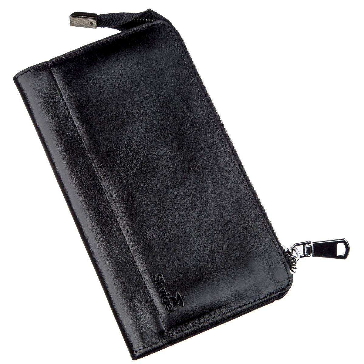 Unisex Leather Clutch SHVIGEL 16186 Black, Made in Ukraine, Natural Leather