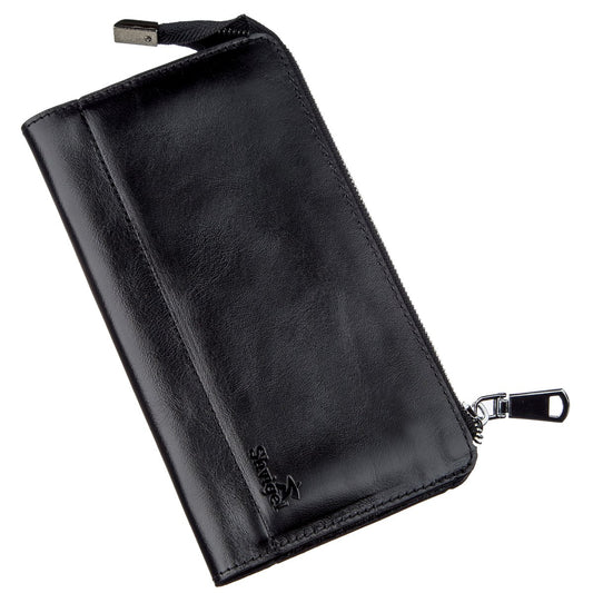 Unisex Leather Clutch SHVIGEL 16186 Black, Made in Ukraine, Natural Leather