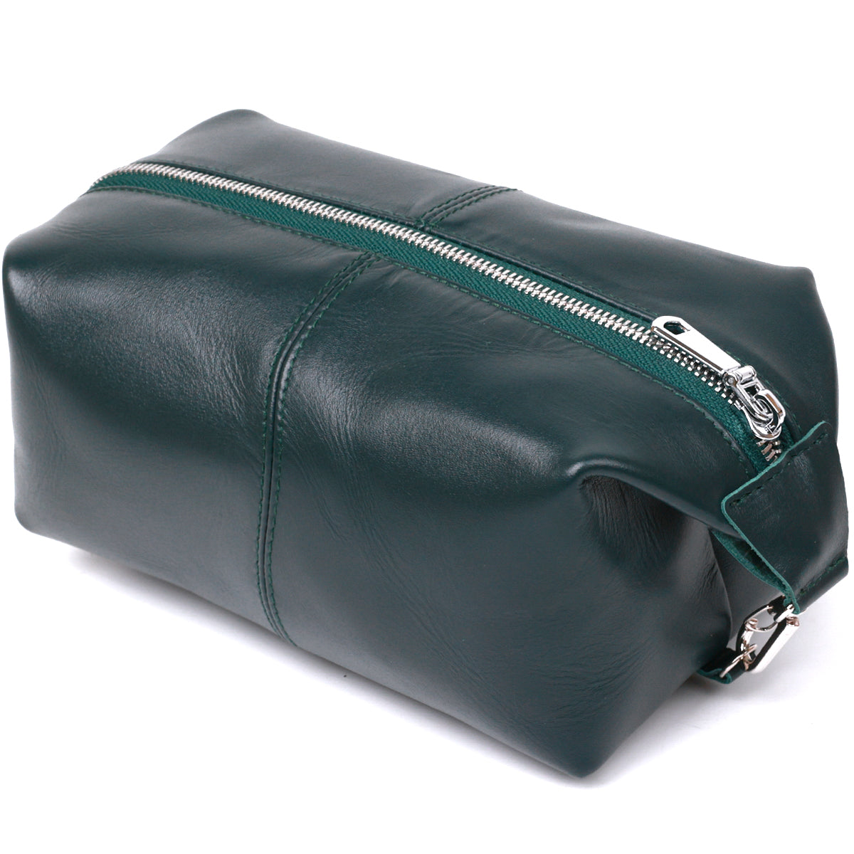 Universal Cosmetic Bag SHVIGEL 16405 Green Natural Leather Practical Design