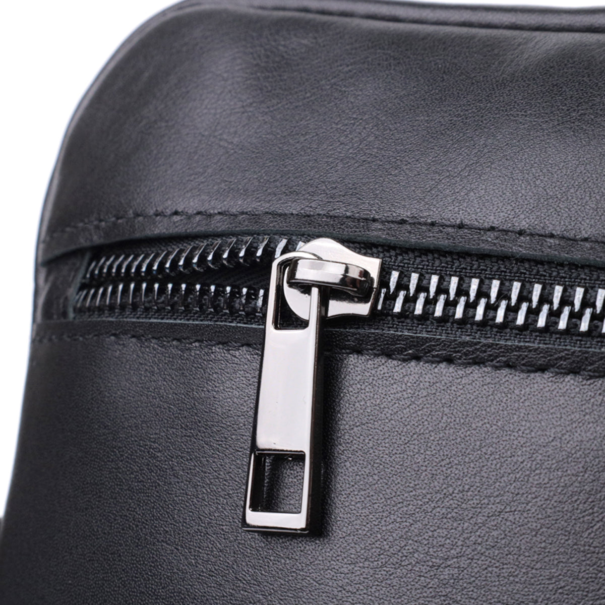Classic Men's Messenger Bag by SHVIGEL, Model 22846, Glossy Black Natural Leather