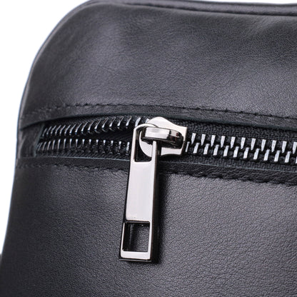Classic Men's Messenger Bag by SHVIGEL, Model 22846, Glossy Black Natural Leather