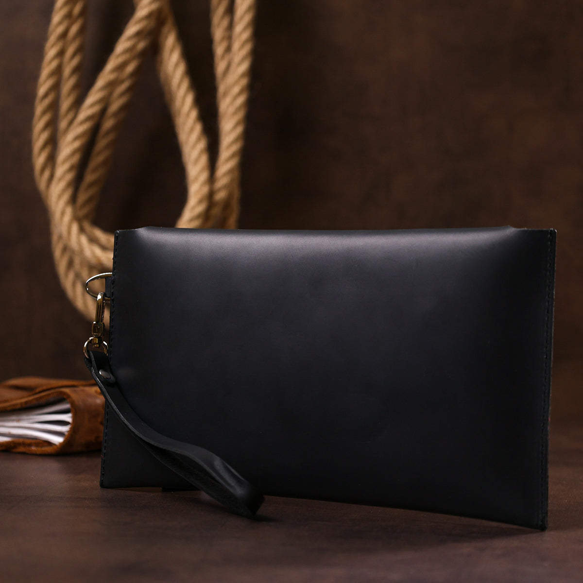 Unisex Matte Leather Travel Cosmetic Bag SHVIGEL 16426 Black Made in Ukraine