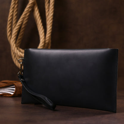 Unisex Matte Leather Travel Cosmetic Bag SHVIGEL 16426 Black Made in Ukraine