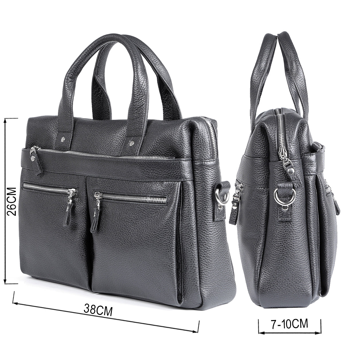 Leather Laptop Bag SHVIGEL 00975 Black, Made in Ukraine, Premium Natural Leather