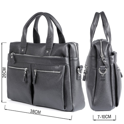 Leather Laptop Bag SHVIGEL 00975 Black, Made in Ukraine, Premium Natural Leather