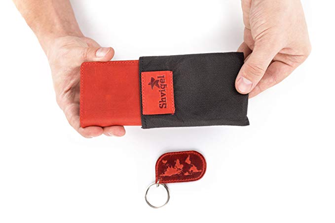 Cardholder SHVIGEL 15305 Red Genuine Leather for Business Cards, Ukraine