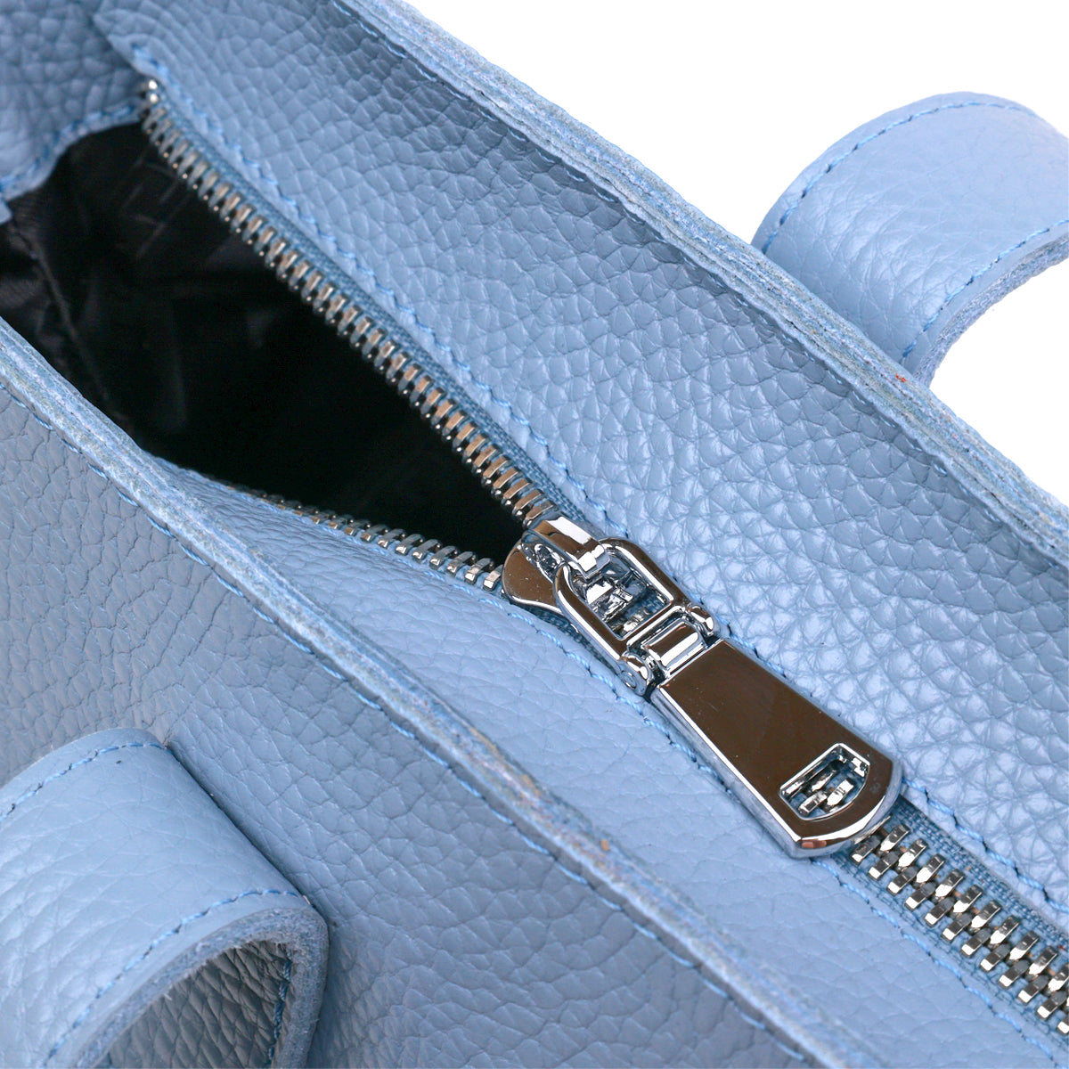 Contemporary Women's Shopper Bag SHVIGEL 16361 Light Blue Genuine Leather