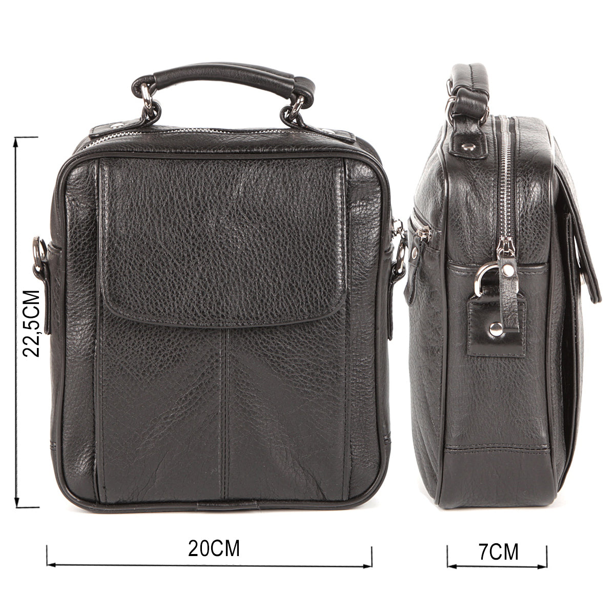 SHVIGEL Leather Bag 00875 High-Quality Black Genuine Leather Ukraine Crafted