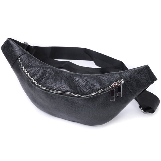 Unisex Leather Bum Bag SHVIGEL 22824 Black - Stylish Natural Leather Design