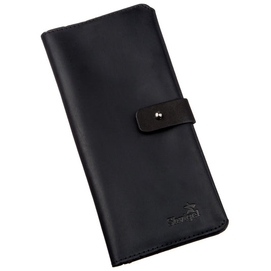 Men's Wallet SHVIGEL 16209 Vintage Black Leather, Natural Leather Material, Ukraine