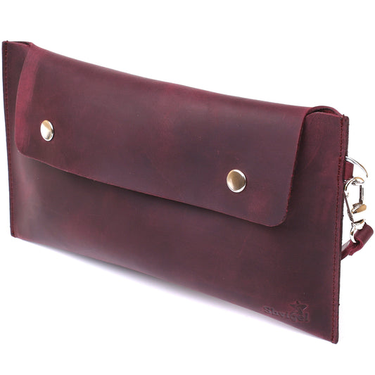 Vintage Women's Travel Cosmetic Bag SHVIGEL 16429 Burgundy Natural Leather