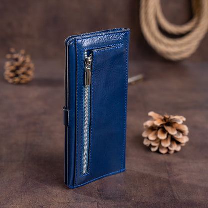 Unisex Leather Wallet SHVIGEL 16201 Blue - Genuine Leather, Ukrainian Craftsmanship