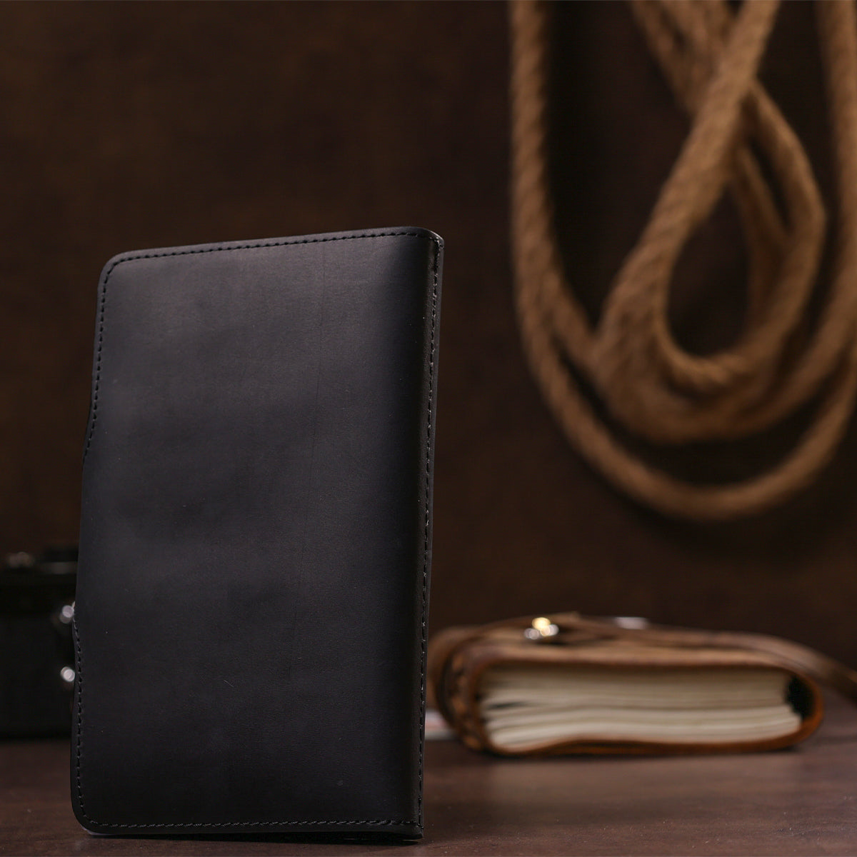 Large SHVIGEL Business Card Holder 13905 Black Leather Made in Ukraine for Visiting Cards