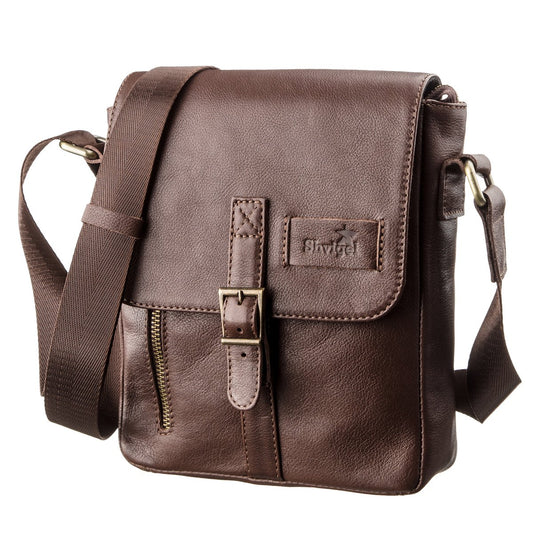 Men's Leather Bag SHVIGEL 19101 Brown Genuine Leather Handmade in Ukraine