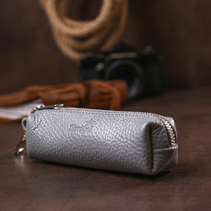 Fashionable Leather Keychain SHVIGEL 16543 Gray Natural Leather, Key Holder