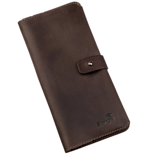 Men's Vintage Leather Wallet SHVIGEL 16207 Dark Brown Made in Ukraine Natural Leather
