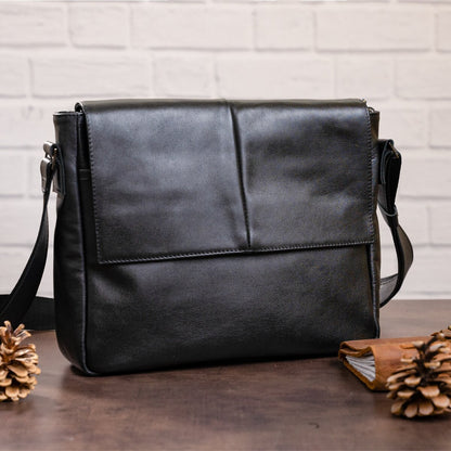 Leather Bag SHVIGEL 11130 Black Genuine Leather Craftsmanship Ukraine