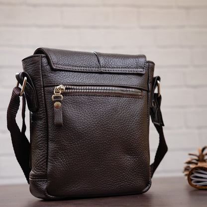 Leather Bag SHVIGEL 00977 Brown - Premium Natural Leather, Made in Ukraine