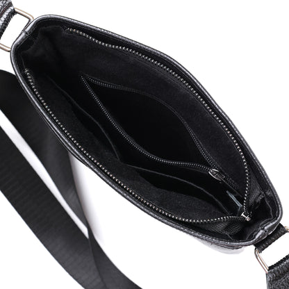 Leather Crossbody Bag SHVIGEL 11603 Black, Durable Natural Leather, Made in Ukraine