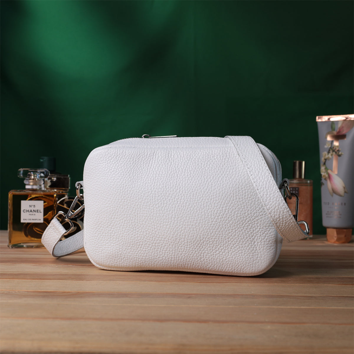 Universal Classic Crossbody Bag by SHVIGEL 22840 in White Natural Leather