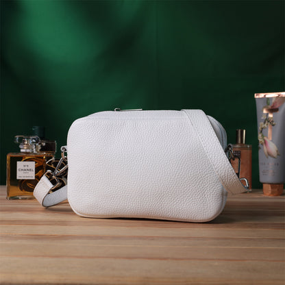 Universal Classic Crossbody Bag by SHVIGEL 22840 in White Natural Leather