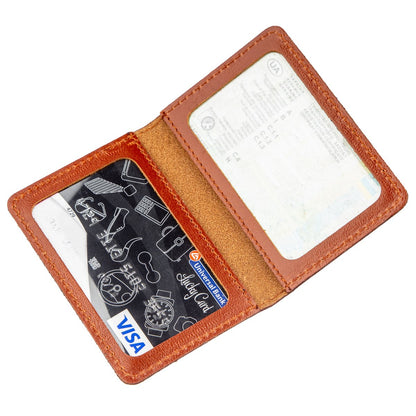 Leather Document Holder for Driver's License or ID Card SHVIGEL 13963 Brown Genuine Leather, Made in Ukraine