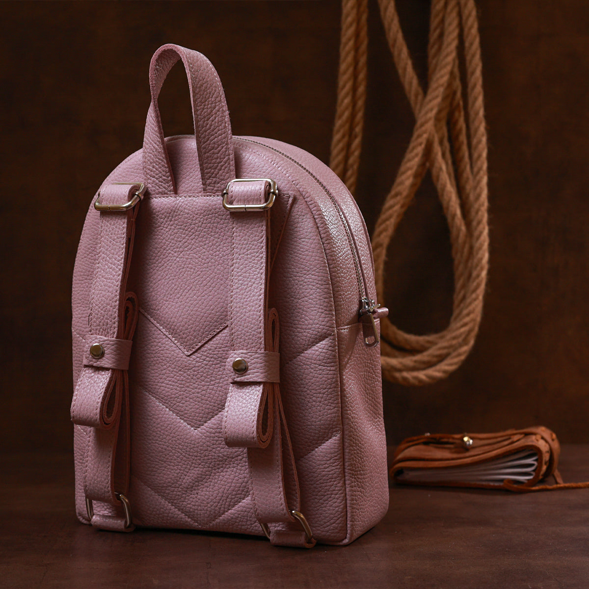 Small Women's Backpack SHVIGEL 16305 Lilac Genuine Leather Stylish Design