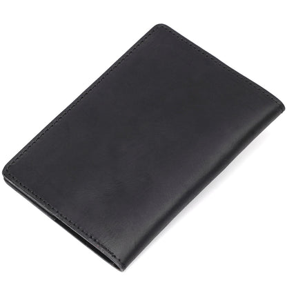 Leather Passport Cover SHVIGEL 13917 Black Genuine Leather for Passport Protection