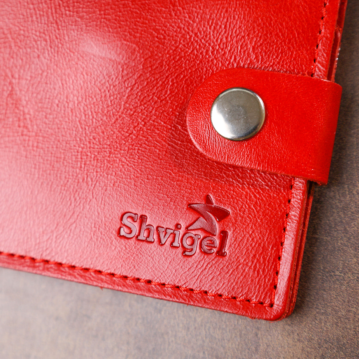 Small Women's Leather Wallet SHVIGEL 16440 in Red - Genuine Leather, Made in Ukraine