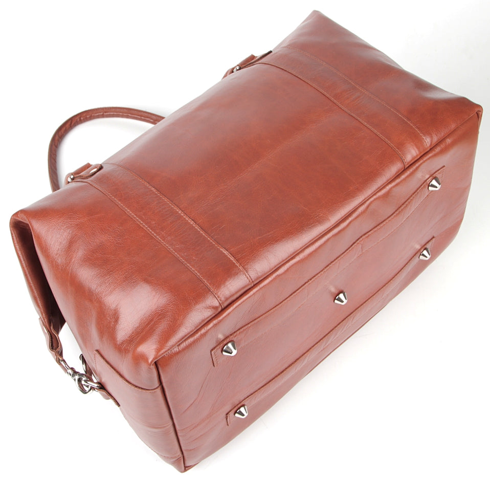Travel Bag SHVIGEL 00882 in Ruda Color - Handmade from Natural Leather, Ukraine