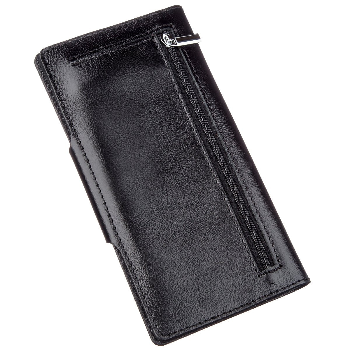 Vertical Men's Wallet SHVIGEL 16177 Black Genuine Leather with Snap Closure