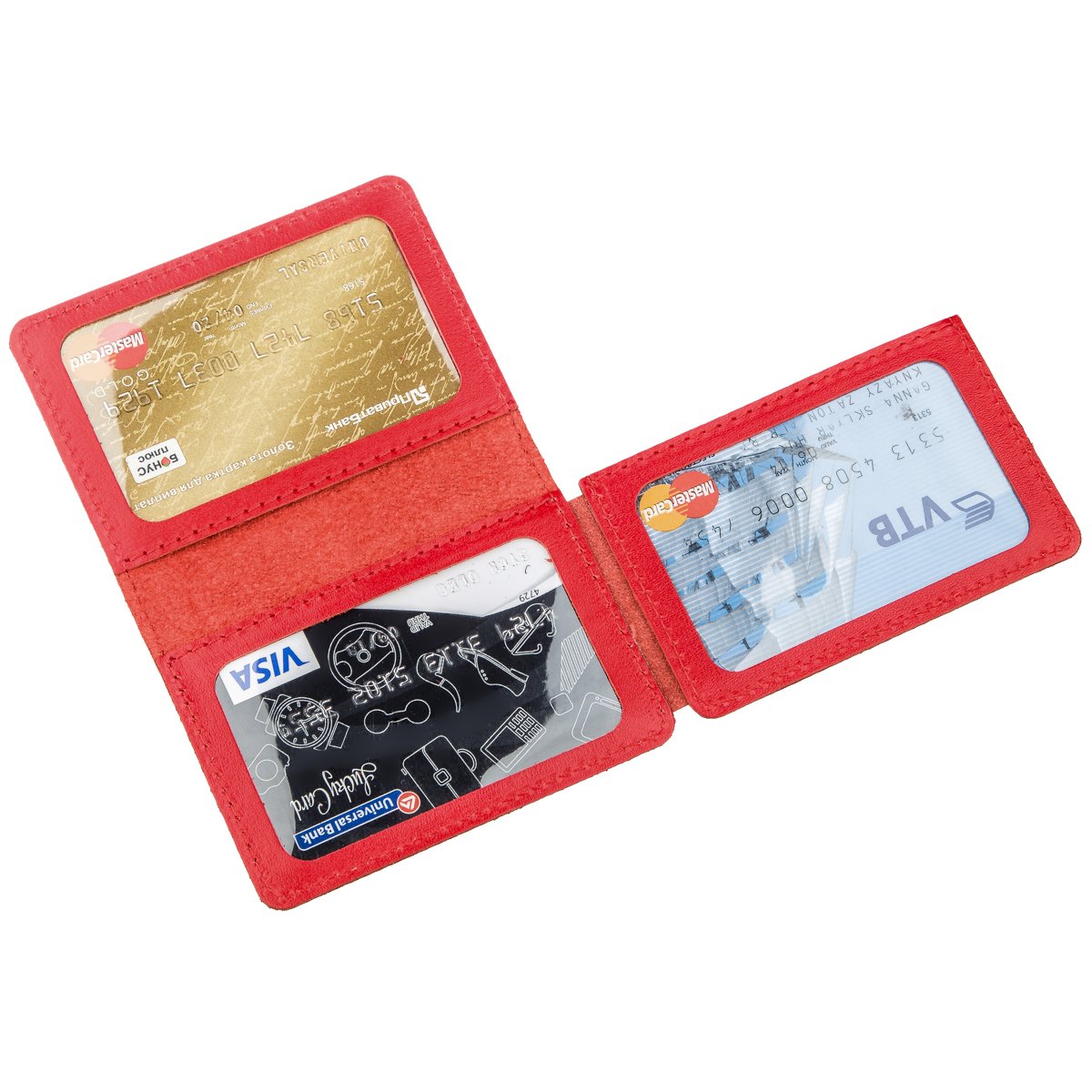 Leather Document Holder for Auto - SHVIGEL 13965 Red, 3 Slot Design, Driver's Use - Ukraine