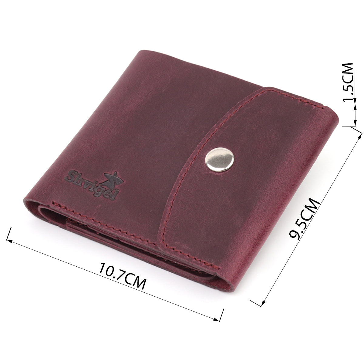 Leather Matte Wallet SHVIGEL 16616 Burgundy Natural Leather Made in Ukraine