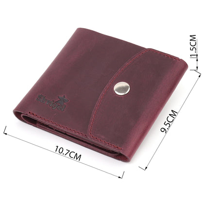 Leather Matte Wallet SHVIGEL 16616 Burgundy Natural Leather Made in Ukraine