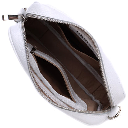 Universal Classic Crossbody Bag by SHVIGEL 22840 in White Natural Leather