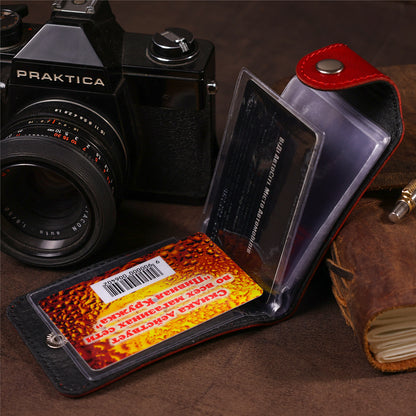 Horizontal Business Card Holder SHVIGEL 13913 Leather Red Natural Leather, Ukraine