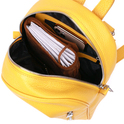 Bright Yellow Leather Women's Backpack SHVIGEL 16321 - Handmade in Ukraine