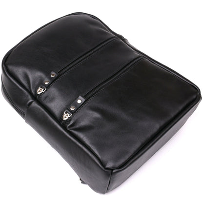 Women's Leather Backpack SHVIGEL 15304 Black Made in Ukraine Natural Leather