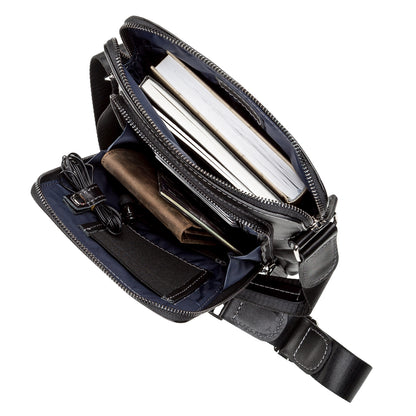 Men's Leather Bag SHVIGEL 11101 Black Genuine Leather Handmade in Ukraine