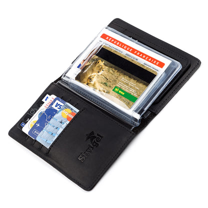 Leather Car Document Holder SHVIGEL 13923 Black Natural Leather for Drivers