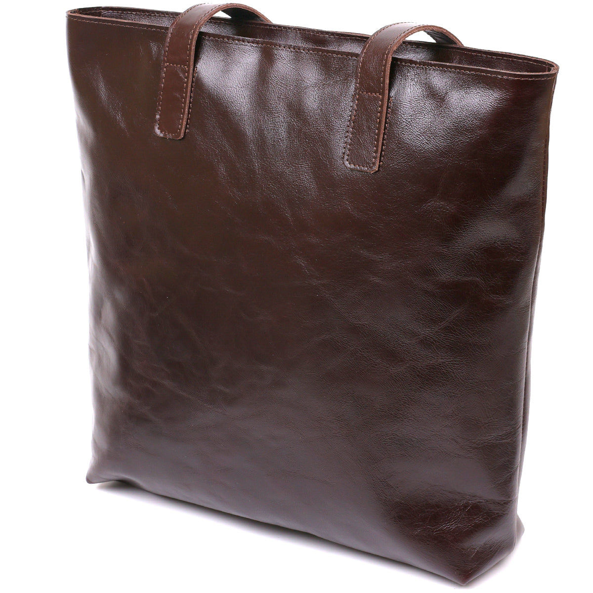 Leather Women's Tote Bag SHVIGEL 16370 Brown Natural Leather Ukrainian Craftsmanship