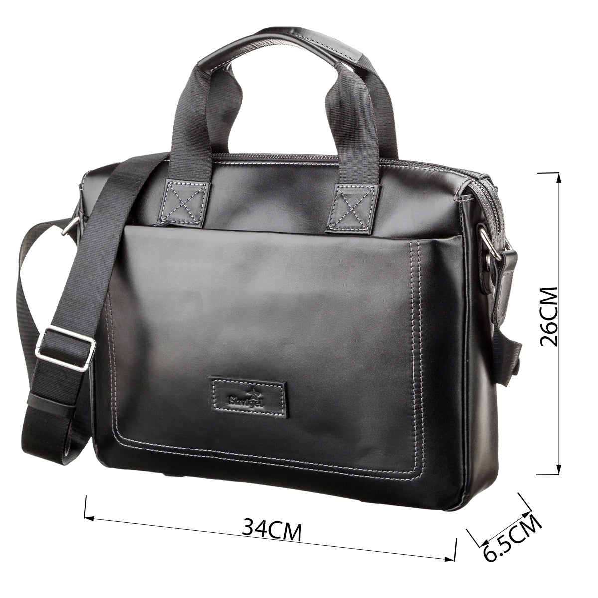 Men's Leather Bag SHVIGEL 11107 Black, Made in Ukraine, Natural Leather Material