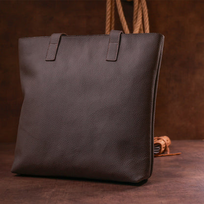Leather Matte Women's Handbag SHVIGEL 16363 Brown Natural Leather from Ukraine