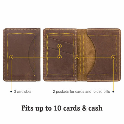 Leather Business Card Holder SHVIGEL 16146 Brown Premium Natural Leather