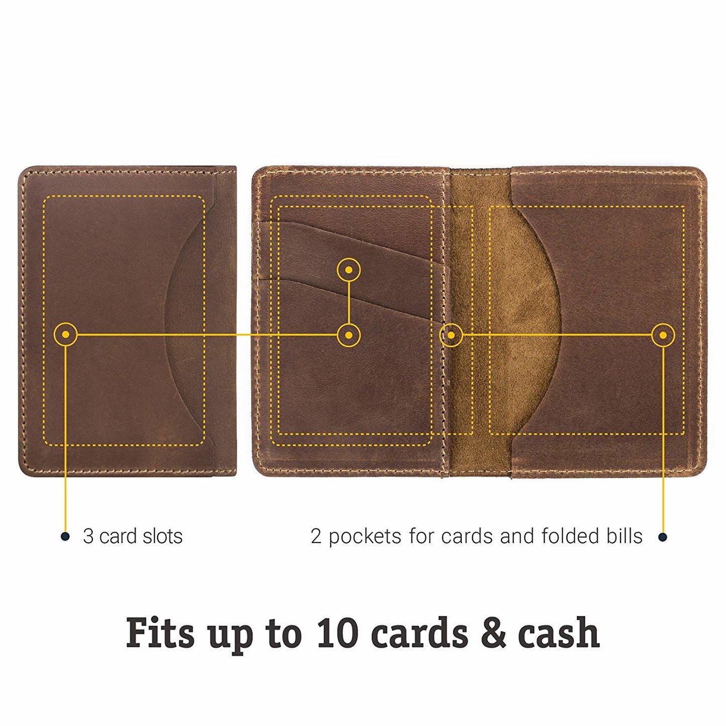 Leather Business Card Holder SHVIGEL 16146 Brown Premium Natural Leather