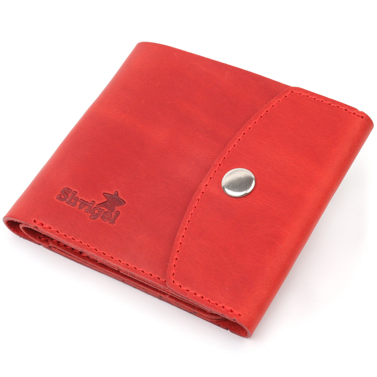 Vintage Leather Wallet for Women by SHVIGEL 16614 in Red - Handmade in Ukraine