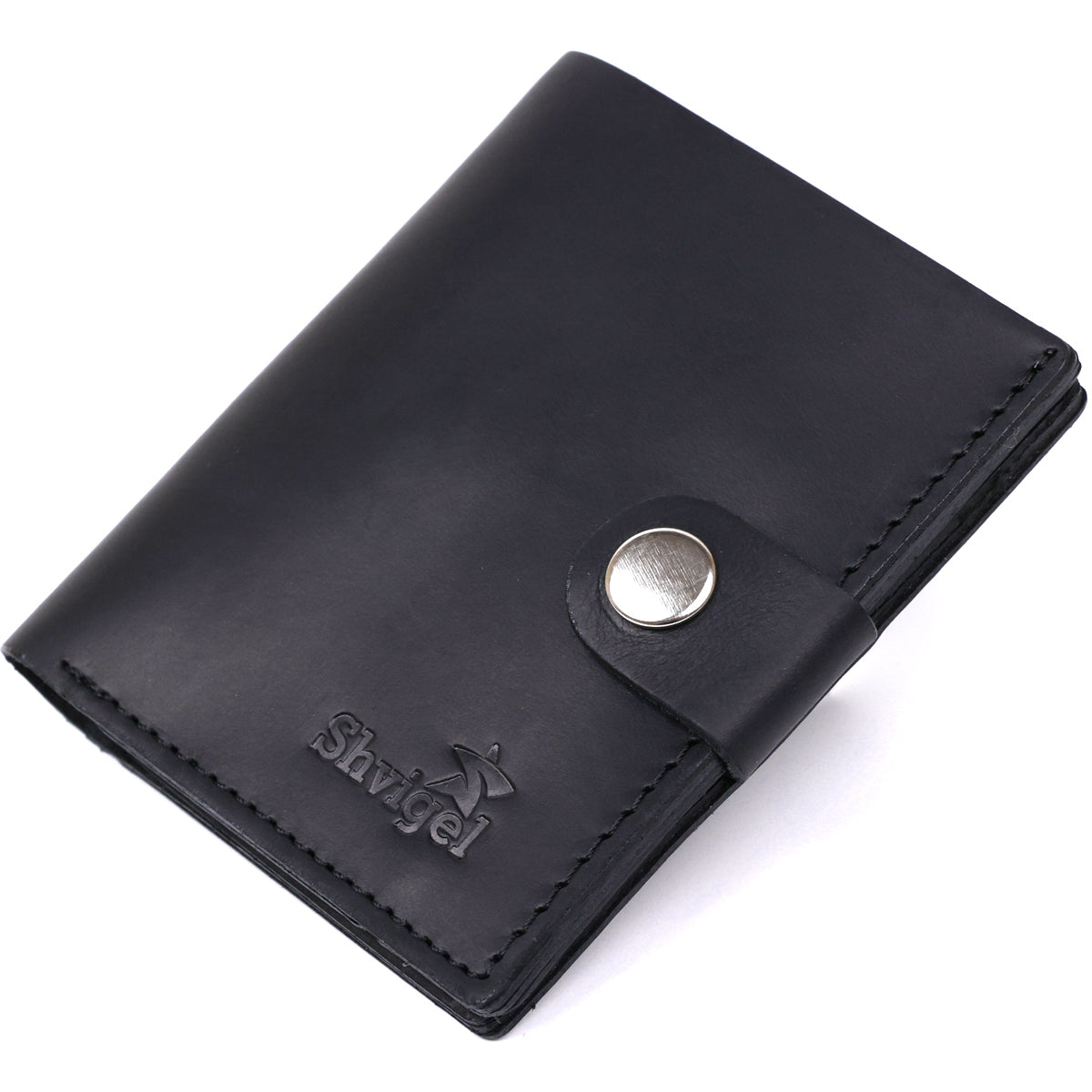 Men's Leather Wallet SHVIGEL 16474 Black Genuine Leather Made in Ukraine