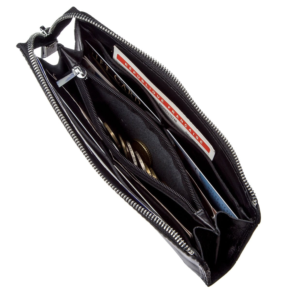 Unisex Leather Clutch SHVIGEL 16186 Black, Made in Ukraine, Natural Leather
