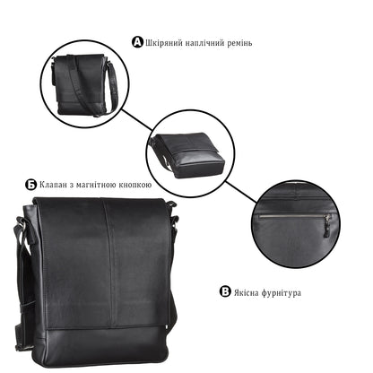 SHVIGEL Genuine Leather Bag 00859 Black - Stylish Ukrainian Design and Premium Quality